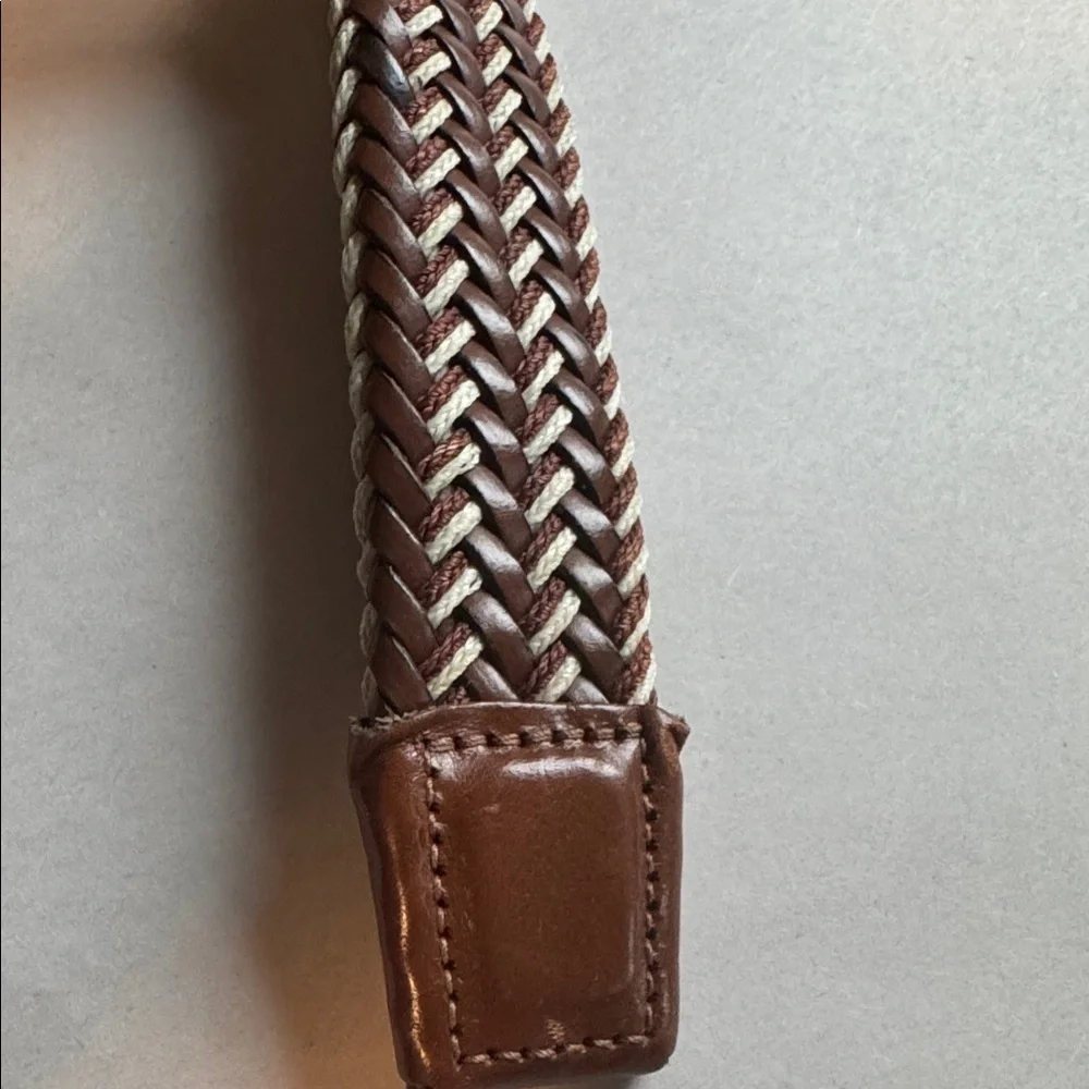 Bonded Cord Argentina Brown Leather Braided Belt Mens 40 Gold buckle Preppy